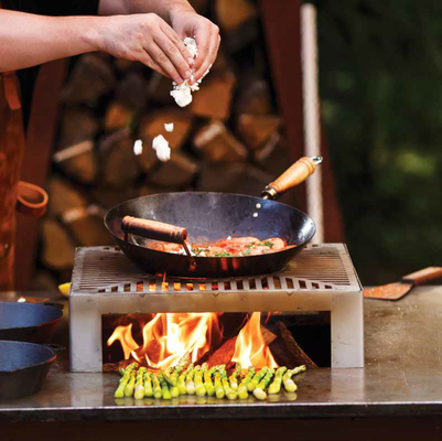 गार्डन आउटडोर Teppanyaki Bbq ग्रिल बड़ा आकार खाना पकाने के किनारे के साथ बहुक्रियाशील