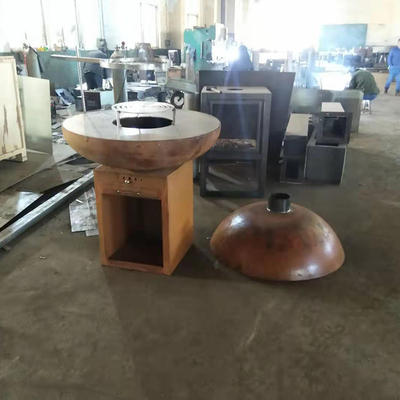 आउटडोर रसोई BBQ पाक कला के लिए आधुनिक लकड़ी का कोयला जंग खत्म कॉर्टन स्टील फायर पिट