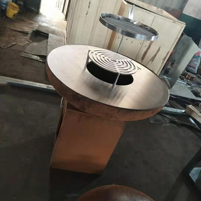 आउटडोर रसोई BBQ पाक कला के लिए आधुनिक लकड़ी का कोयला जंग खत्म कॉर्टन स्टील फायर पिट