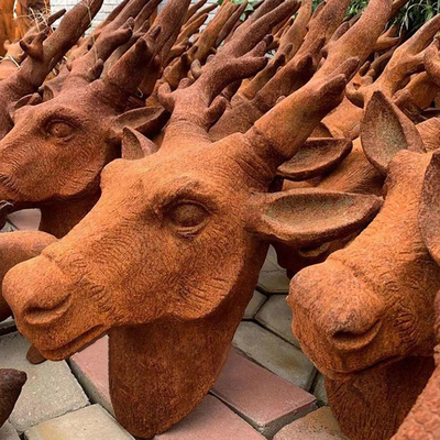 18 इंच ऊंचाई जंगली शेर चेहरा मूर्तिकला अनोखा कच्चा लोहा