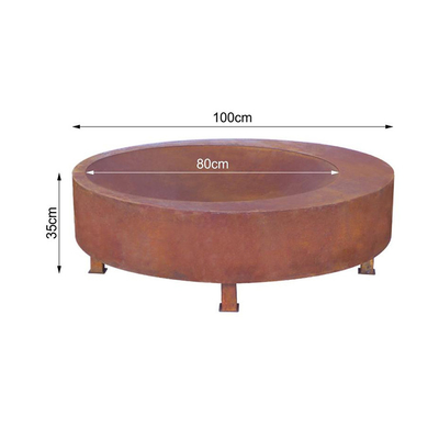 वुड बर्निंग लार्ज वेदरिंग स्टील फायर पिट आउटडोर फायर बाउल 600mm-1500mm