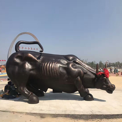 ऊँचाई 180 सेमी विशद कांस्य बुल मूर्तिकला आउटडोर लैंडस्केप मूर्तियां