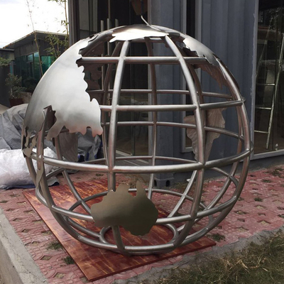 टीयूवी प्रमाणित मिरर पॉलिश स्टेनलेस स्टील मूर्तिकला बिग ग्लोब मूर्ति OEM सेवा